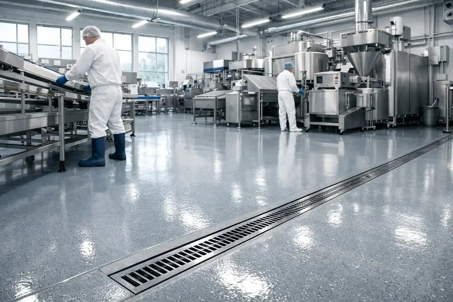 Seamless floor ready for daily washdowns