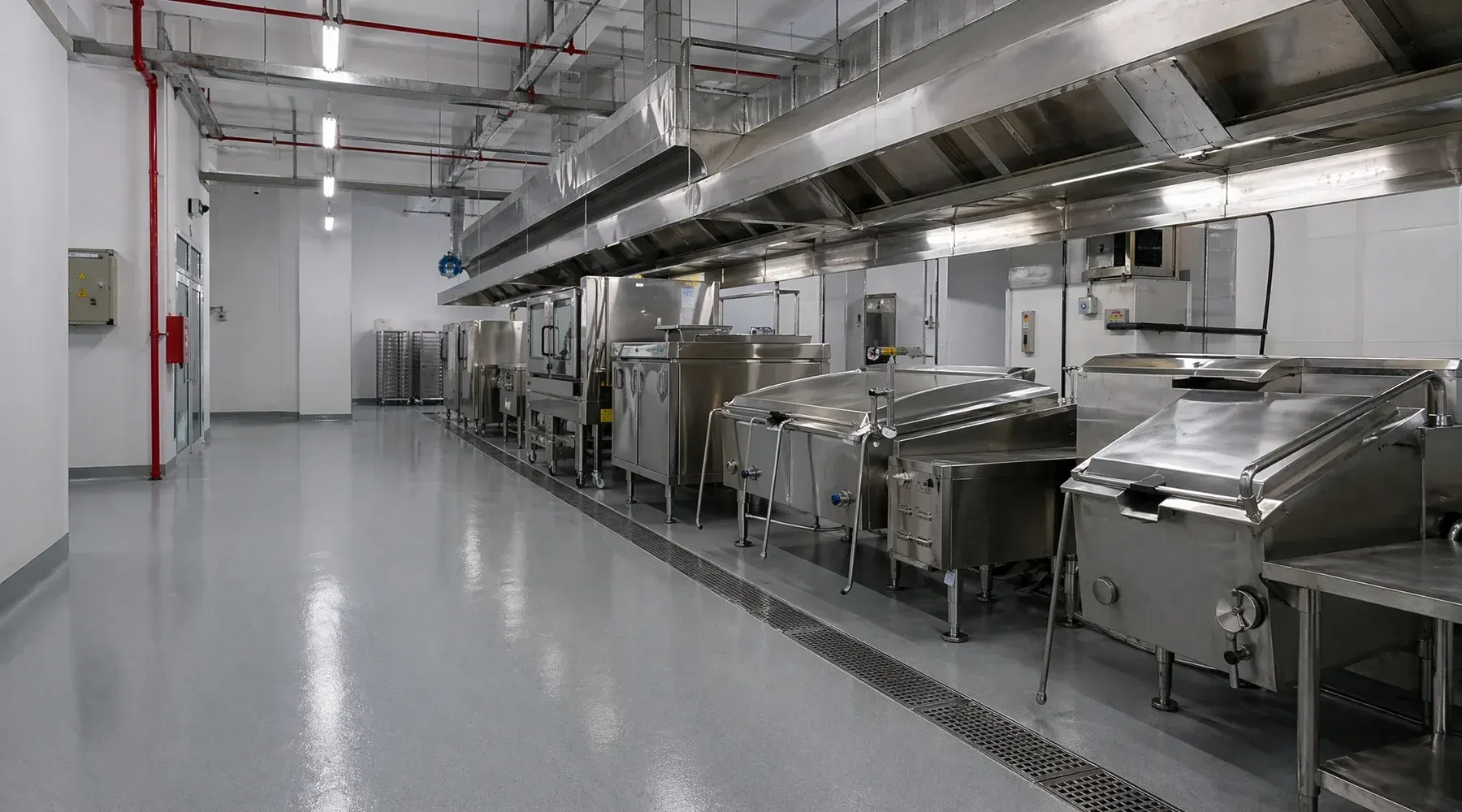 Hygienic epoxy floor in a food and beverage processing facility